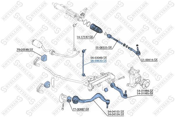 тяга стабилизатора переднего правая!\ BMW E65/E66 all 01> 56-00630-SX STELLOX
