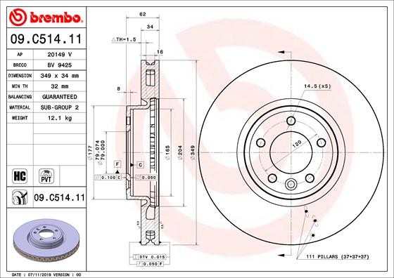 Диск тормозной 09.C514.11 09C51411 BREMBO