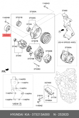 Ролик приводного ремня HYUNDAI ix55 (08-13) обводной OE 373213A000 HYUNDAI KIA