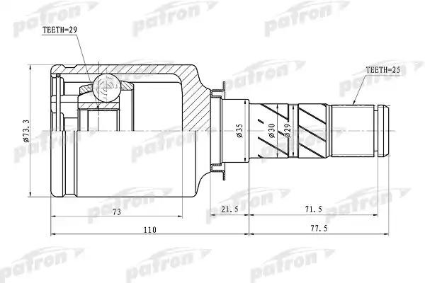 ШРУС внутренний SUBARU Forester комплект PATRON PCV1068 PATRON