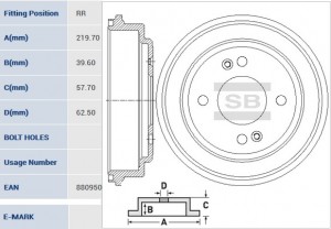 Барабан тормозной HYUNDAI GETZ 02- без ABS SD1078 SD1078 SANGSIN