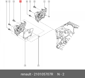 Помпа, водяной насос RENAULT Logan/Megane/LADA Largus 16V 2101 057 07R 210105707R RENAULT