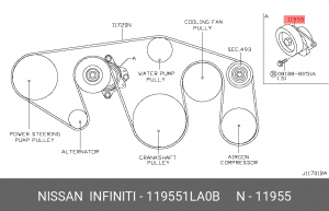РОЛИК НАТ.ПРИВ.РЕМНЯ Z62 Y62 11955-1LA0B NISSAN