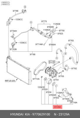 Ролик натяжной HYUNDAI Elantra (00-),Tucson (04-) (2.0) ремня кондиционера с кро 9770629100 HYUNDAI KIA