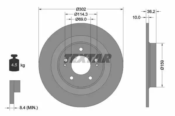 92267403 диск тормозной задний!\ Mitsubishi ASX/L 200 IV/Outlander III 1.6/2.0/2 92267403 TEXTAR