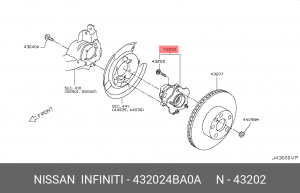 ступица! задняя, в сборе\ Nissan X-Trail (T32) 1.6-2.5 13> 432024BA0A NISSAN