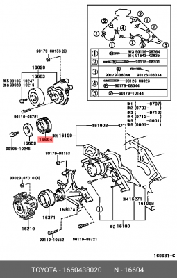 ролик обводной!\ Lexus LX 460 06-12 16604-38020 TOYOTA