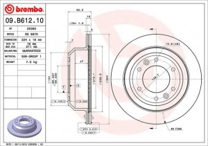 Диск тормозной 09.B612.10 09B61210 BREMBO