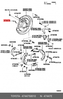 Штифт тормозной колодки 47447-50010 47447-50010 TOYOTA