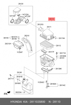 Фильтр воздушный HYUNDAI ix35 (13-) в сборе OE 281102S800 HYUNDAI KIA