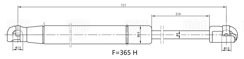 Упор газовый (амортизатор) для а/м Nissan Qashqai (06-) (крышки багажника) GS140 GS1405 TRIALLI