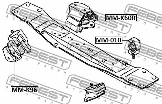 Опора КПП MITSUBISHI L200 96-07 MM-K60R MM-K60R FEBEST
