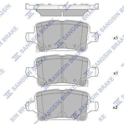 Колодки тормозные OPEL Astra K (15-) задние (4шт.) SANGSIN SP1929 SANGSIN