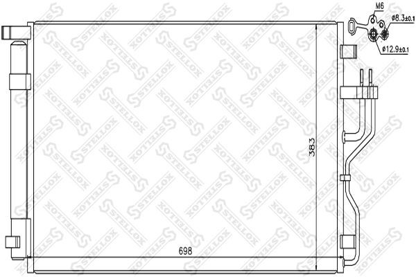 радиатор! кондиционера\ Hyundai ix35 09>, KIA Sportage 2.0i-2.4i 16V 09> 10-45695-SX STELLOX