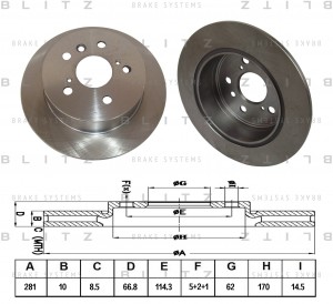 Диск тормозной задний LEXUS ES 06-TOYOTA Camry 06- BS0349 BS0349 BLITZ