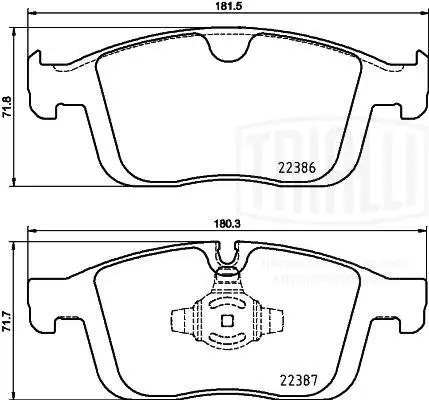 Колодки торм. Volvo XC60 (08-) диск. перед. 180x72 (PF 1074) PF1074 TRIALLI