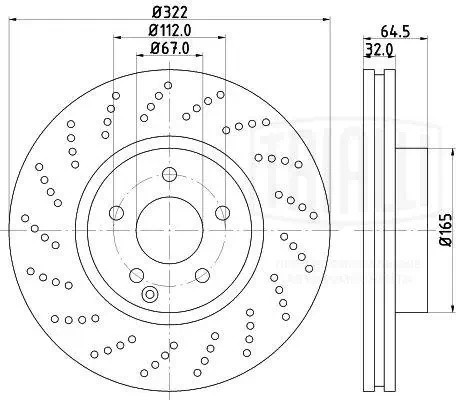 Диск торм. Mercedes C (W204) (07-)/E (W212) (09-) перед. d=322 AMG (DF 150112)   DF 150112 TRIALLI