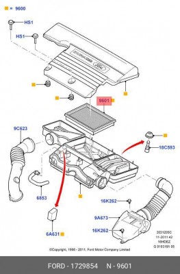 Фильтр воздушный FORD Fiesta (01-),Fusion (02-) OE 1729854 FORD