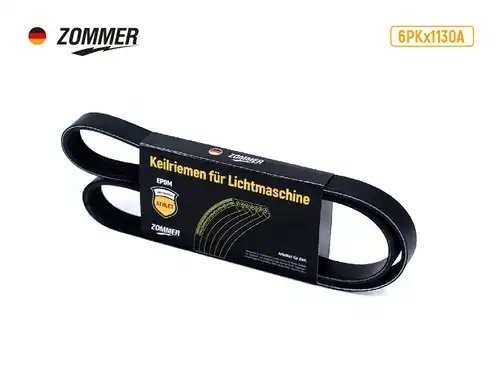Ремень 1130 (6РК) генератора ВАЗ Largus, RENAULT Logan, Sandero (16 кл) EPDM 6PK1130A ZOMMER