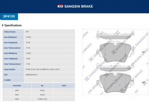 Колодки тормозные BMW X1 F48/ 2 F45/46 передние SP4129 SP4129 SANGSIN
