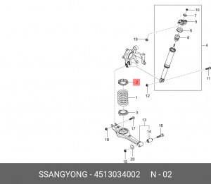 Проставка пружины SSANGYONG Actyon (10-) задней верхняя OE 4513034002 SSANG YONG