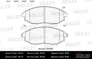 Колодки тормозные передние (без датчика) (Смесь Low-Metallic) CHEVROLET EPICA 07 E410391 MILES