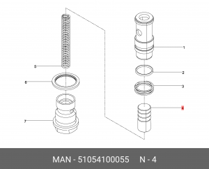 поршень! клапана редукционного 51054106002\MAN 51054100055 MAN