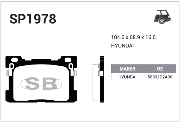 Колодки тормозные HYUNDAI Genesis G90 (16-) задние (4шт.) SANGSIN SP1978 SANGSIN