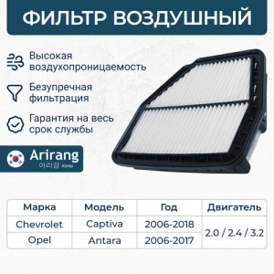 Фильтр воздушный96628890ARG32-1420ARIRANG ARG321420 ARG32-1420 ARIRANG