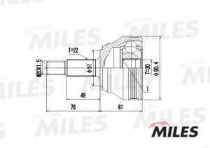 ШРУС наружный VW G1/G2/G3/PASSAT/POLO/SEAT TOLEDO 1.6-2.0 82-99 (GKN 301070) GA2 GA20516 MILES