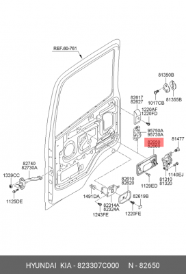 Ручка HYUNDAI HD120,170,450 двери наружная левая OE 823307C000 HYUNDAI KIA