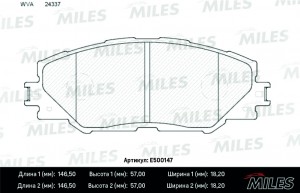 Колодки тормозные передние (Смесь CERAMIC серия PRO) TOYOTA RAV 4 05 (TRW GDB342 E500147 MILES