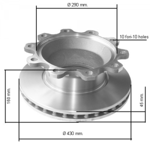 Диск тормозной D-430mm,H-160mm,10 шпилек, вентилируемый КамАЗ-5490 960356 EMMERRE
