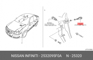 КОНЦЕВИК ПЕДАЛИ, НАПРЯЖЕНИЕ 12В, СИЛА ТО 25320-95F0A 25320-95F0A NISSAN