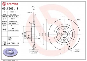 Диск тормозной 09.C209.11 09.C209.11 BREMBO