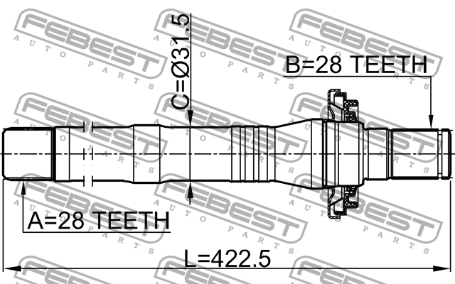 Вал привода HYUNDAI SANTA FE 06 200­6-  1212-SFCL 1212-SFCL FEBEST