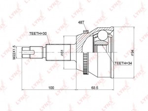 ШРУС наружный к-кт! ABS, 4346049126\ Toyota Highlander 2.4/3.3 00-07 CO-3758A LYNXAUTO