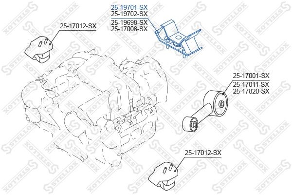 опора КПП задняя!\ Subaru Impreza G10 2.0i/2.2i 94-00/Legacy B10/B11 2.0i/2.2i 8 25-19701-SX STELLOX