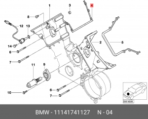 прокладка крышки передней ДВС! 1-4 цил.\ BMW E53 4.6 M62 all 11 14 1 741 127 BMW