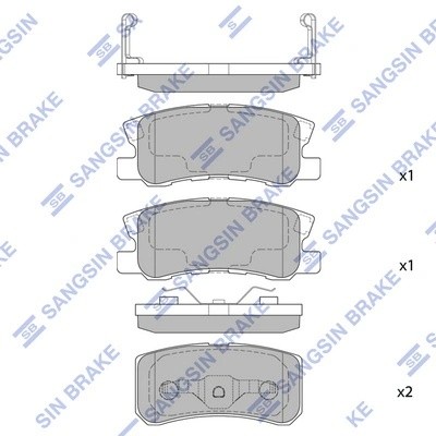 Колодки тормозные MITSUBISHI Pajero 3 задние (4шт.) SANGSIN SP2076 SANGSIN