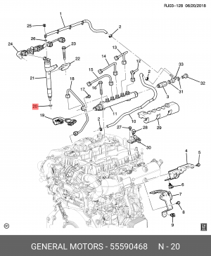 КОЛЕЧКО ФОРСУНКИ ИНЖЕКТОРА. 1.6DTH, DTJ, DTL 13.7X2MM 55590468 55590468 GENERAL MOTORS
