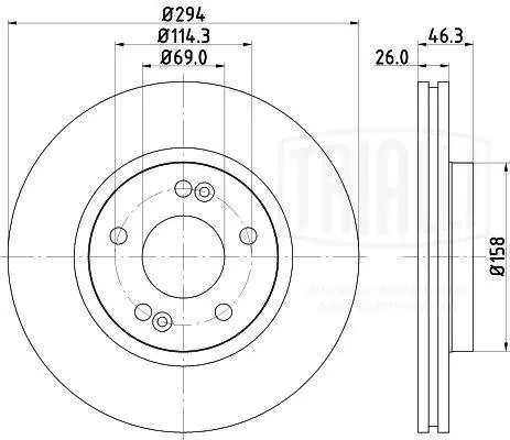 Диск торм. Hyundai Santa Fe (00-) перед. d=294 (DF 084507)  2шт DF 084507 TRIALLI