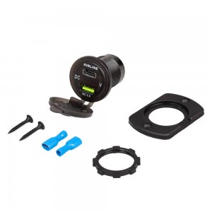 Розетка автомобильная встраиваемая влагозащищенная 12-24V 1 USB + 1 Type C (6.5V AEBJ200 AIRLINE