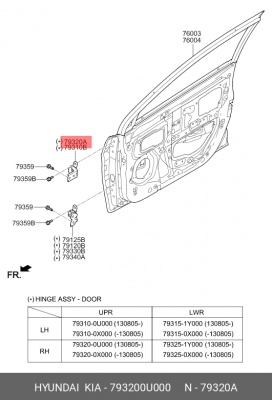 Петля HYUNDAI Solaris,i10,Accent (11-) KIA Rio (11-) двери передней правой верхн 793200U000 HYUNDAI KIA