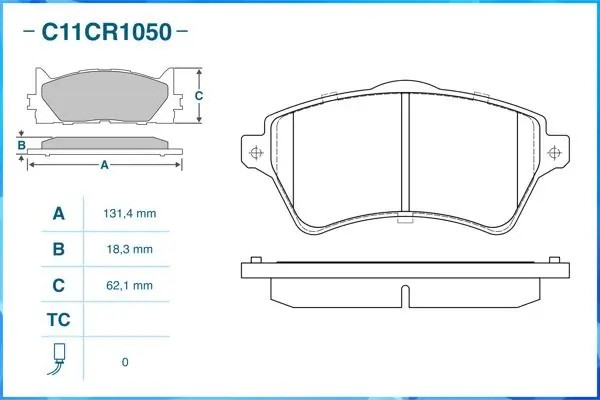 Тормозные колодки передние Low Metallic C11CR1050 C11CR1050 CWORKS