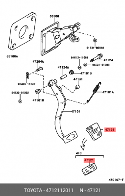 НАКЛАДКА РЕЗИНОВАЯ НА ПЕДАЛЬ 4712112011 (TOYOTA) 47121-12011 TOYOTA
