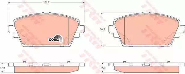 Колодки тормозные NISSAN Primera P12, Tino, Almera (00-) передние (4шт.) TRW GDB3227 TRW