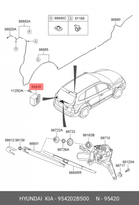 Реле стеклочистителя (12в, 1.5а) 954202B500 HYUNDAI