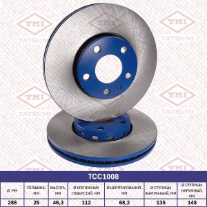 Диск тормозной передний вентилируемый AUDI 100/A4/A6 90- TCC1008 TCC1008 TATSUMI
