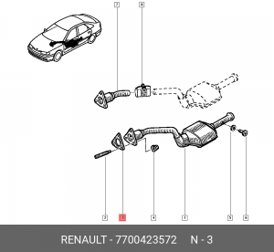 Прокладка RENAULT трубы приемной 7700423572 RENAULT